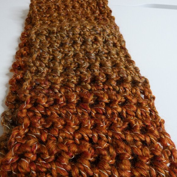 Brown Scarf Extra Long 104x5 Handmade Crochet Hand Knit Winter Warm Retro NWT - Picture 11 of 11